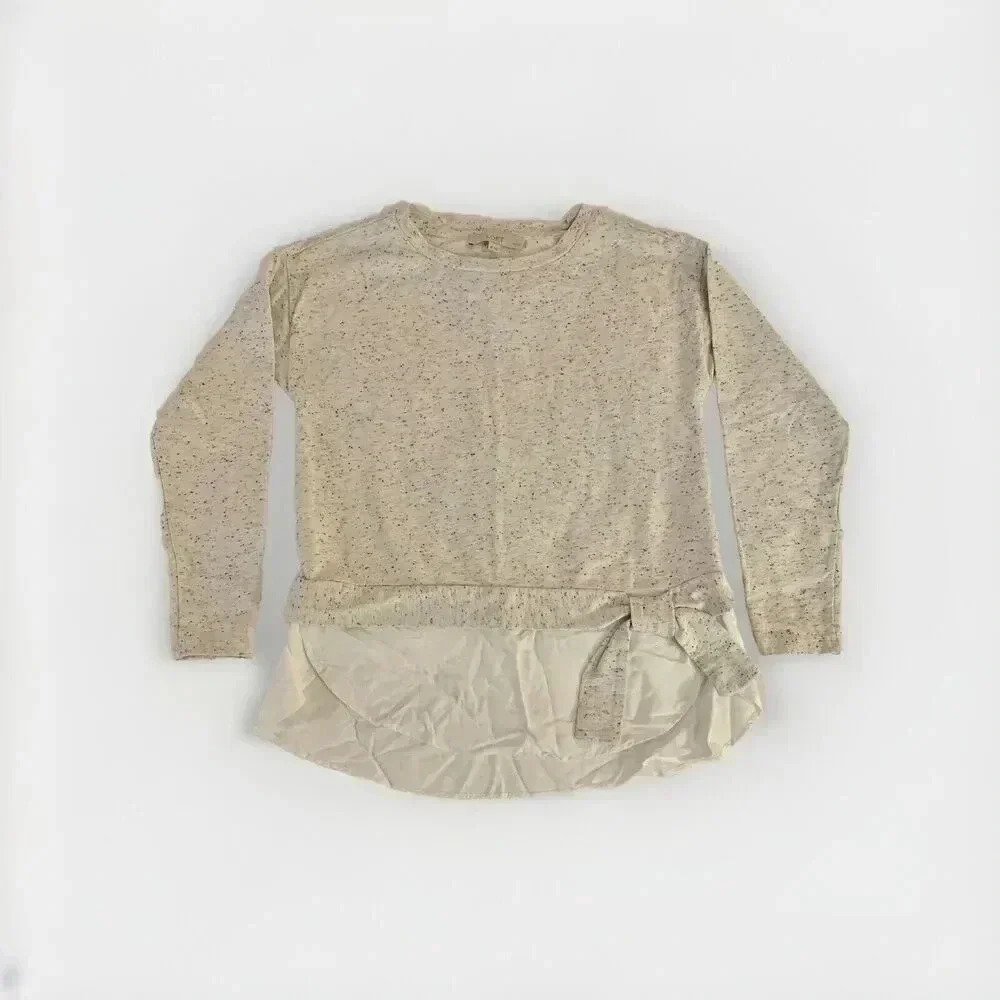 Ann Taylor‎ LOFT Crewneck Sweatshirt Cream Heather Cotton Blend Twofer Sz SP